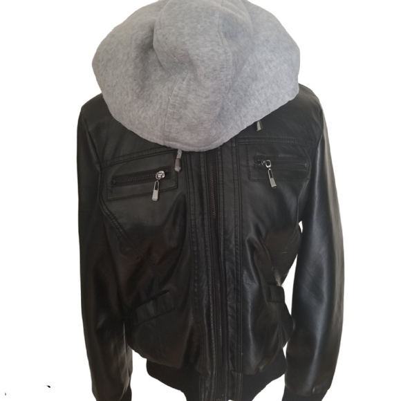 Ardene| Black Faux Leather Jacket, Faux Fur Lined - Picture 3 of 8